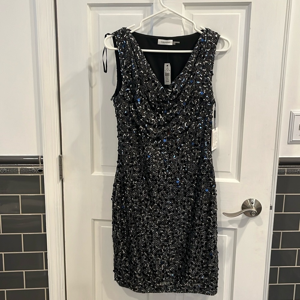 Calvin Klein black sequin dress. New with tags.